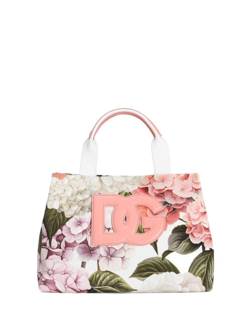 Borsa shopper per bambina Dolce & Gabbana Kids bianca con stampa a fiori all-over EB0116 AS732 HA5XG DOLCE & GABBANA KIDS