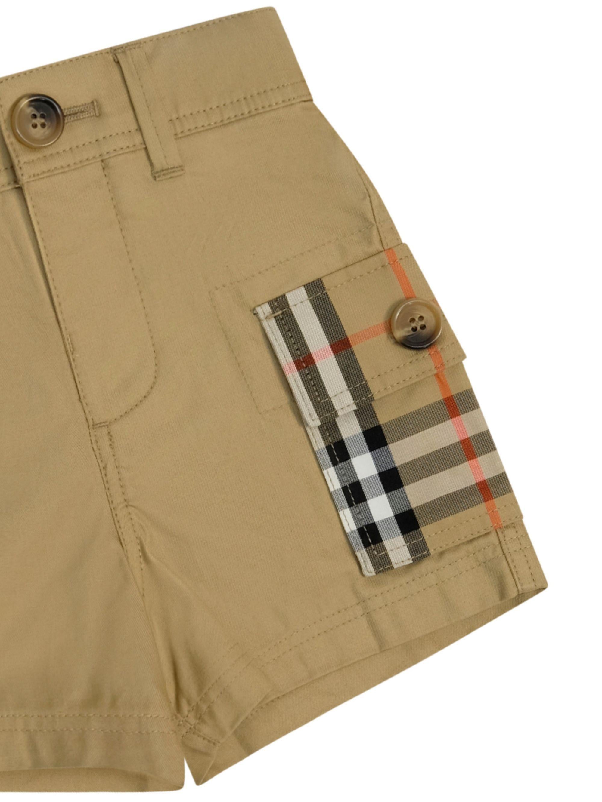 Shorts per neonati Burberry Kids beige con caratteristico motivo Vintage Check 8121249 B9719 BURBERRY KIDS