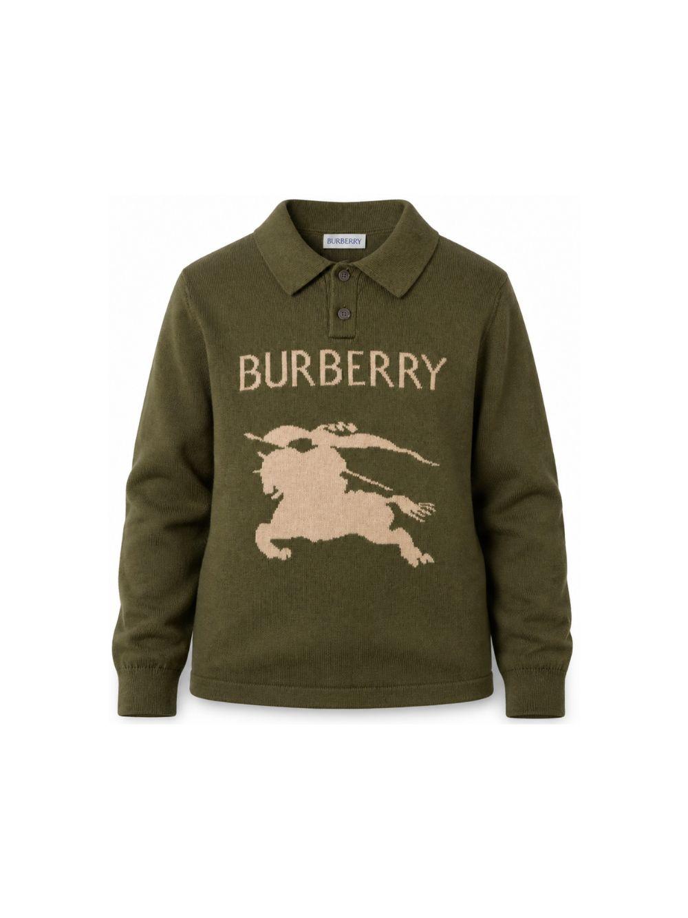 Maglia per bambino Burberry Kids verde con motivo Equestrian Knight 8130088 C3347 BURBERRY KIDS
