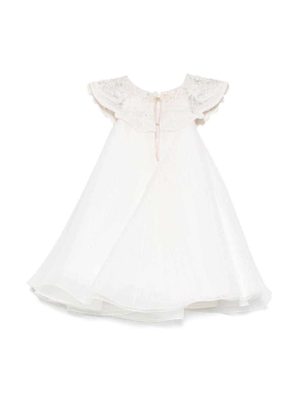 Abito per neonata MAISON AVA bianco con colletto a contrasto MA-SS25-GL02 IVORY MAISON AVA
