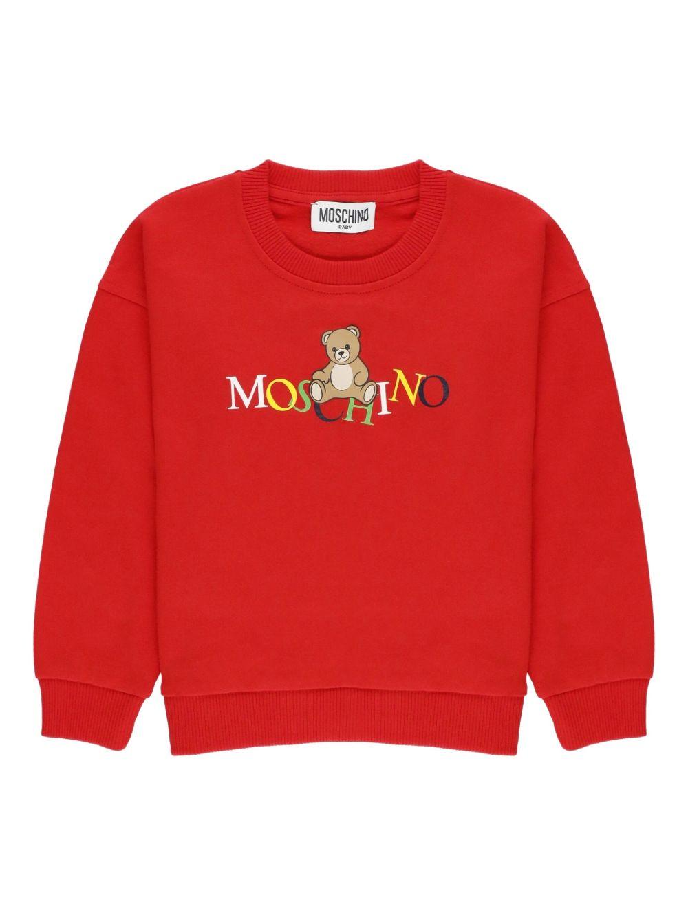 Felpa per neonati Moschino Kids rossa con motivo Teddy MUF064LCA60 50109 MOSCHINO KIDS