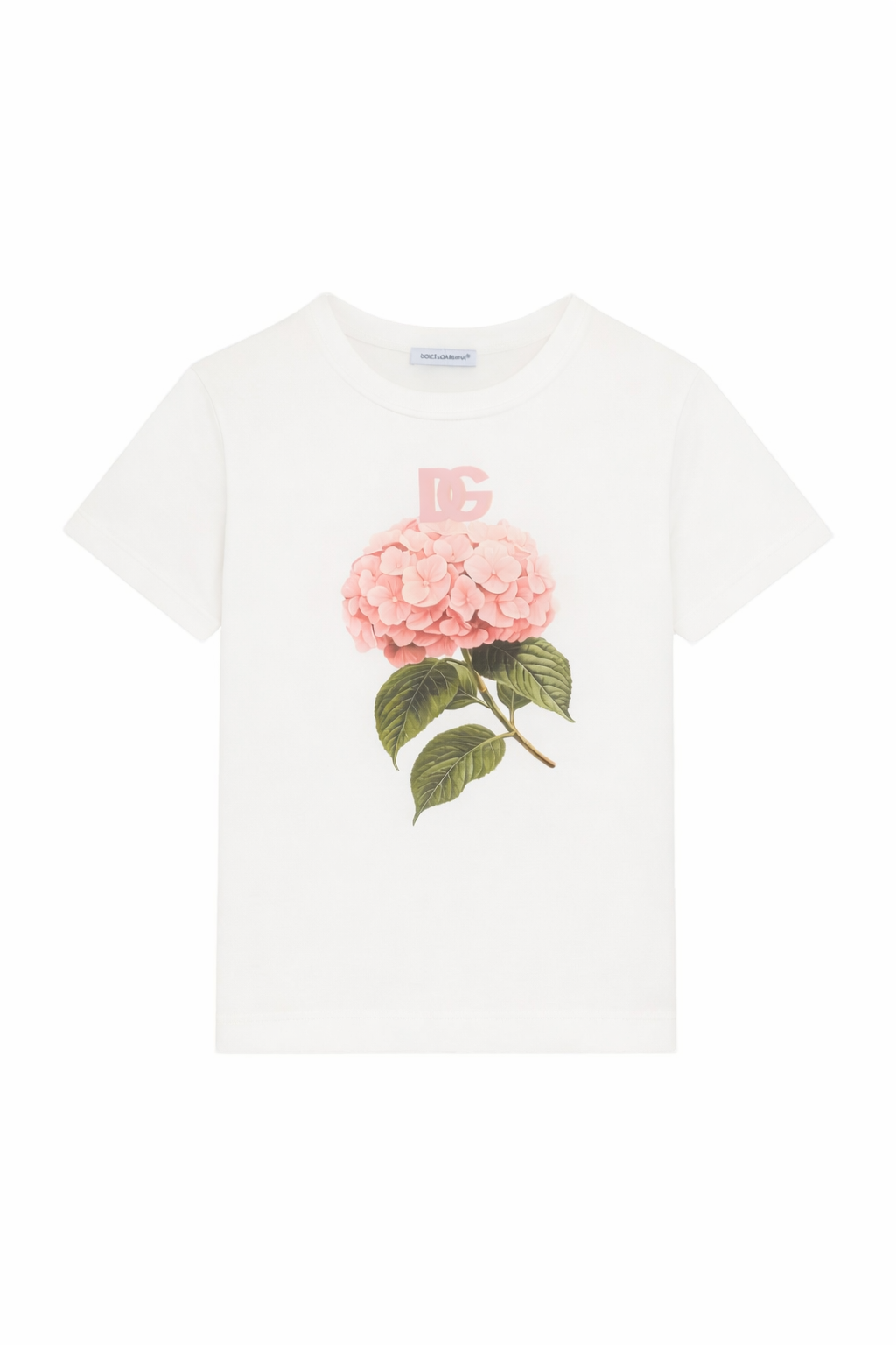 T-shirt per bambina Dolce & Gabbana Kids bianca con logo sul davanti L5JTNK G7P1G W0111 DOLCE & GABBANA KIDS