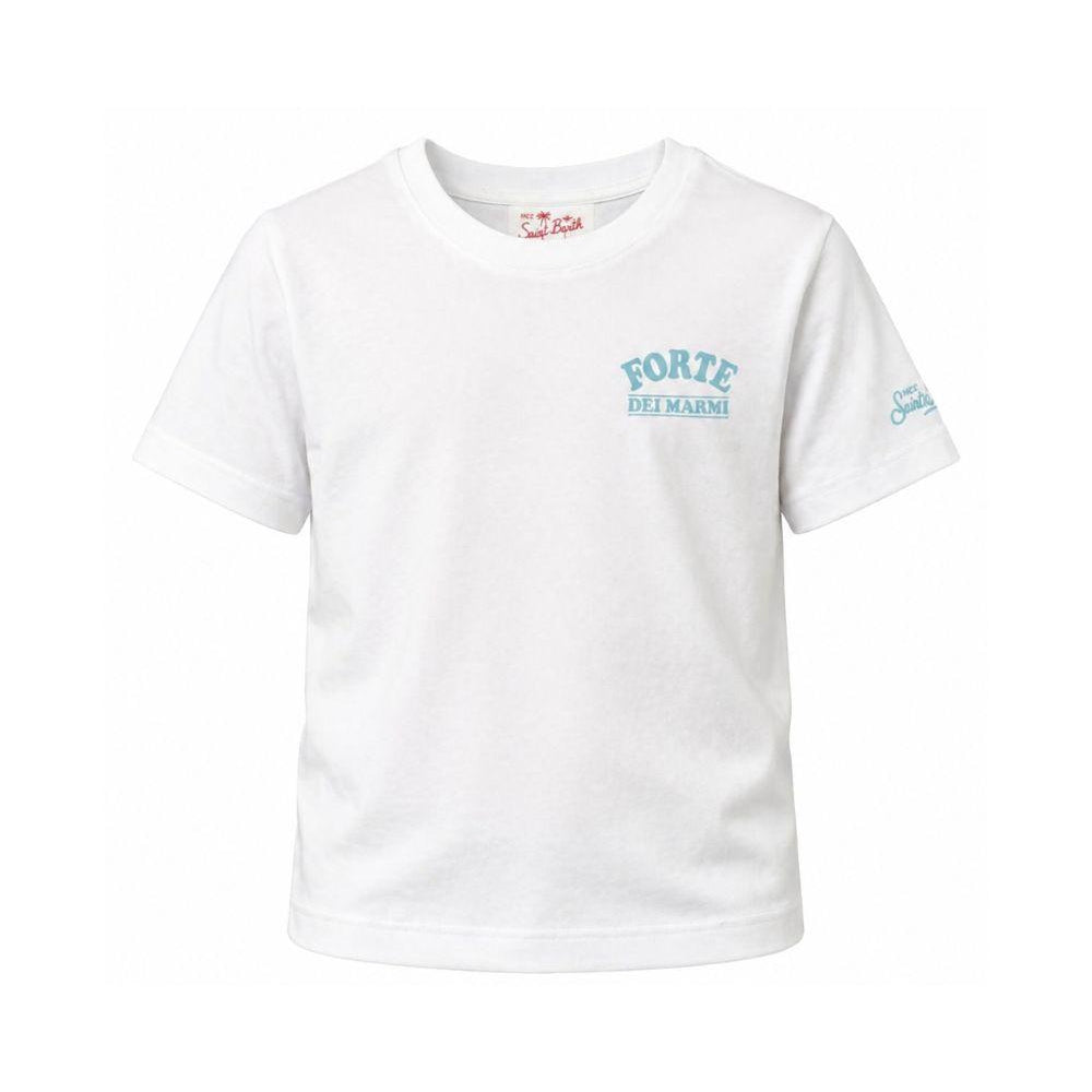 T-shirt per bambino MC2 Saint Barth Kids bianca con scritta sul petto PRL0001 02122L MC2 ST. BARTH KIDS