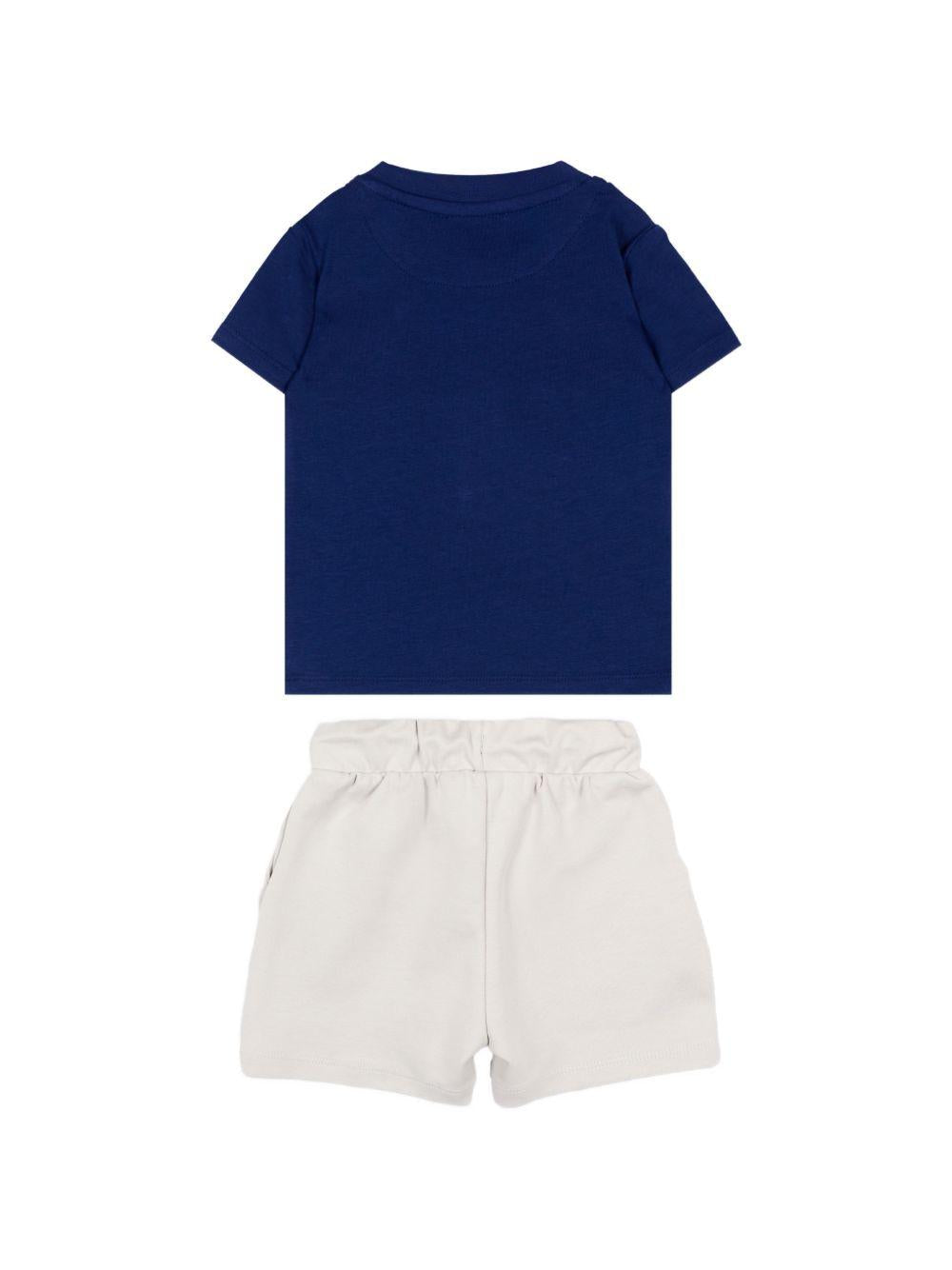 Set t-shirt e shorts per neonato John Richmond Junior blu con stampa logo RIP26022CJ BLUE JOHN RICHMOND JUNIOR