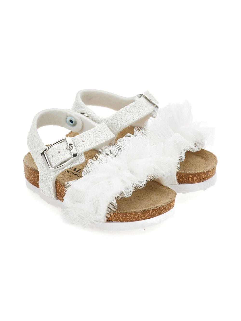 Sandali per bambina Monnalisa bianchi con dettaglio volant 83G011 7708 0001 MONNALISA KIDS