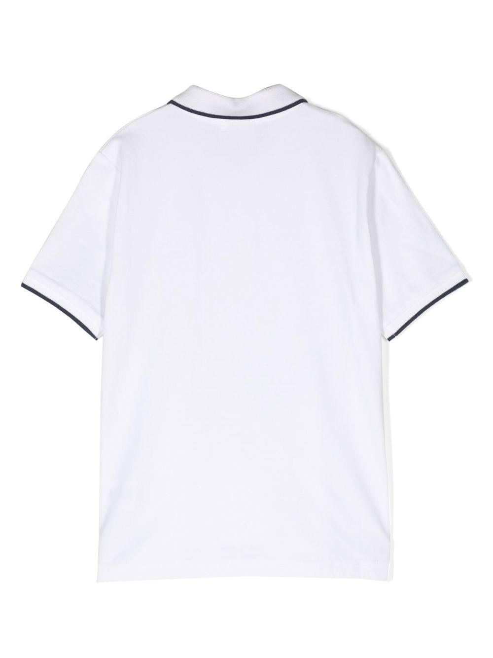 Polo per bambino Boss Kids bianca con stampa logo sul petto J25P26 10P BOSS KIDS