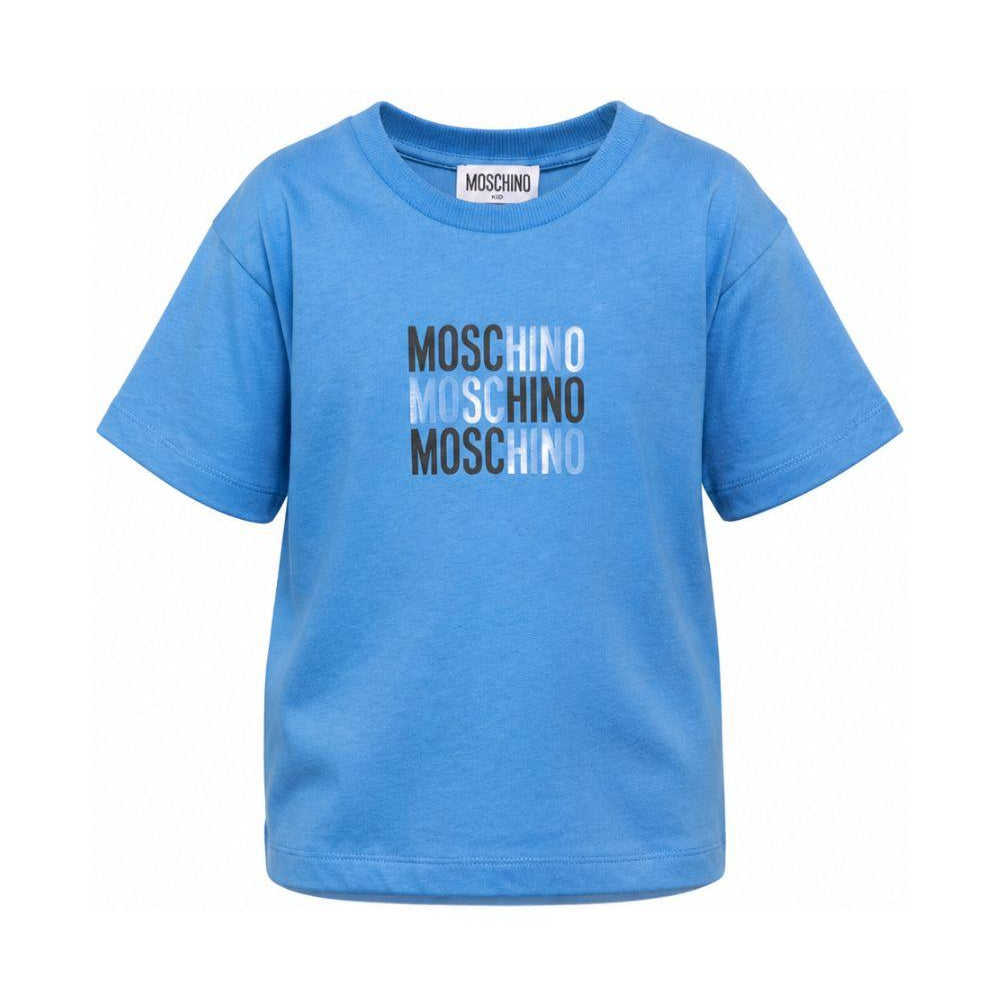 T-shirt per bambini Moschino Kids azzurro con logo sul davanti H5M05GLAA23 40630 MOSCHINO KIDS