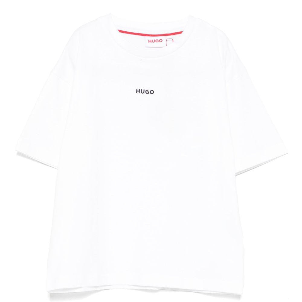 T-shirt per bambino Hugo Kids bianca con stampa con logo G00434 10P Hugo