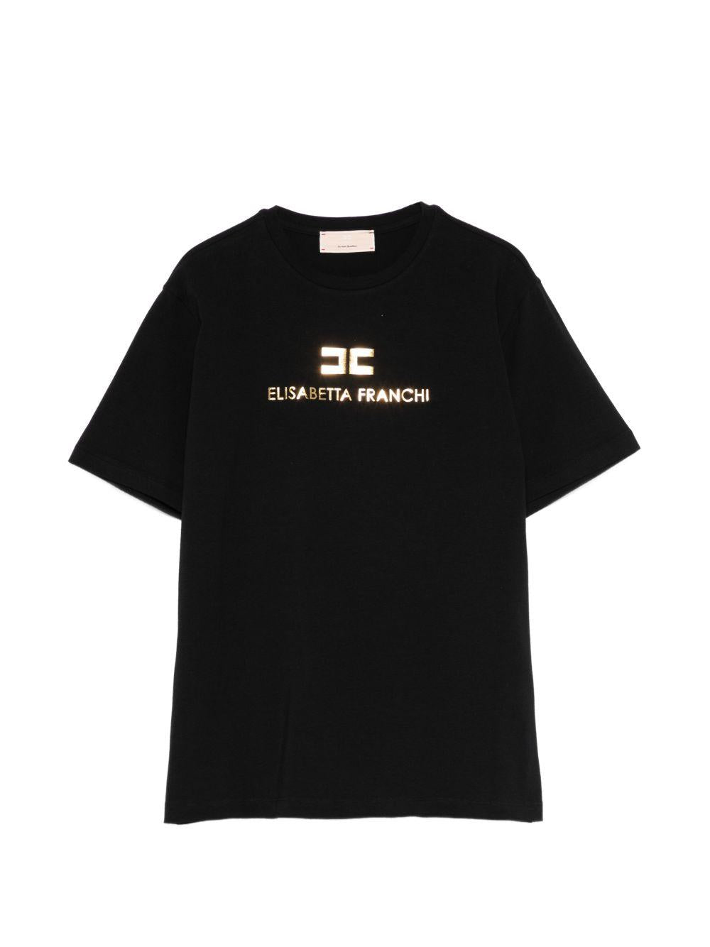 T-shirt per bambina Elisabetta Franchi La Mia Bambina nera con stampa logo EFTS2600JE006 N005 ElISABETTA FRANCHI