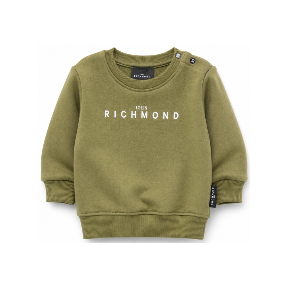 Felpa per neonato John Richmond Kids verde con dettaglio logo sul davanti RIA26003FE GREEN MILITARY JOHN RICHMOND KIDS