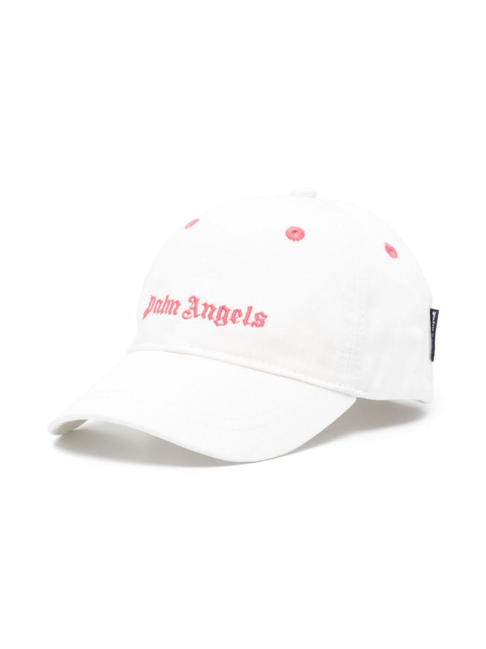 Cappello da baseball con ricamo per bambina Palm Angels Kids bianco con tesa curva PGLB001C99FAB001 0429 PALM ANGELS KIDS