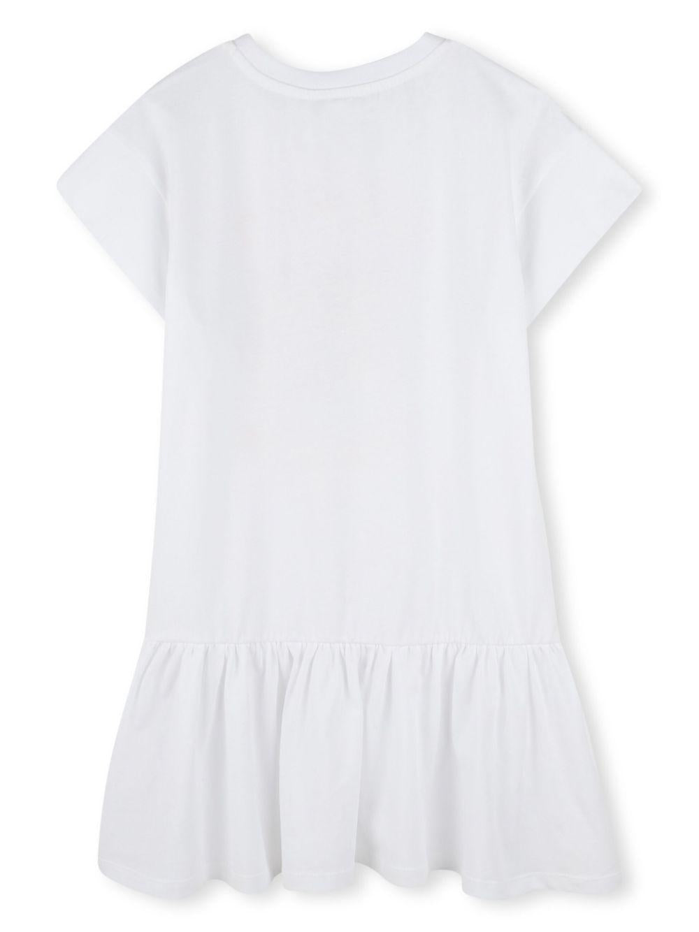 Abito con stampa Tiger per bambina Kenzo Kids bianco con orlo svasato K61025 10P KENZO KIDS