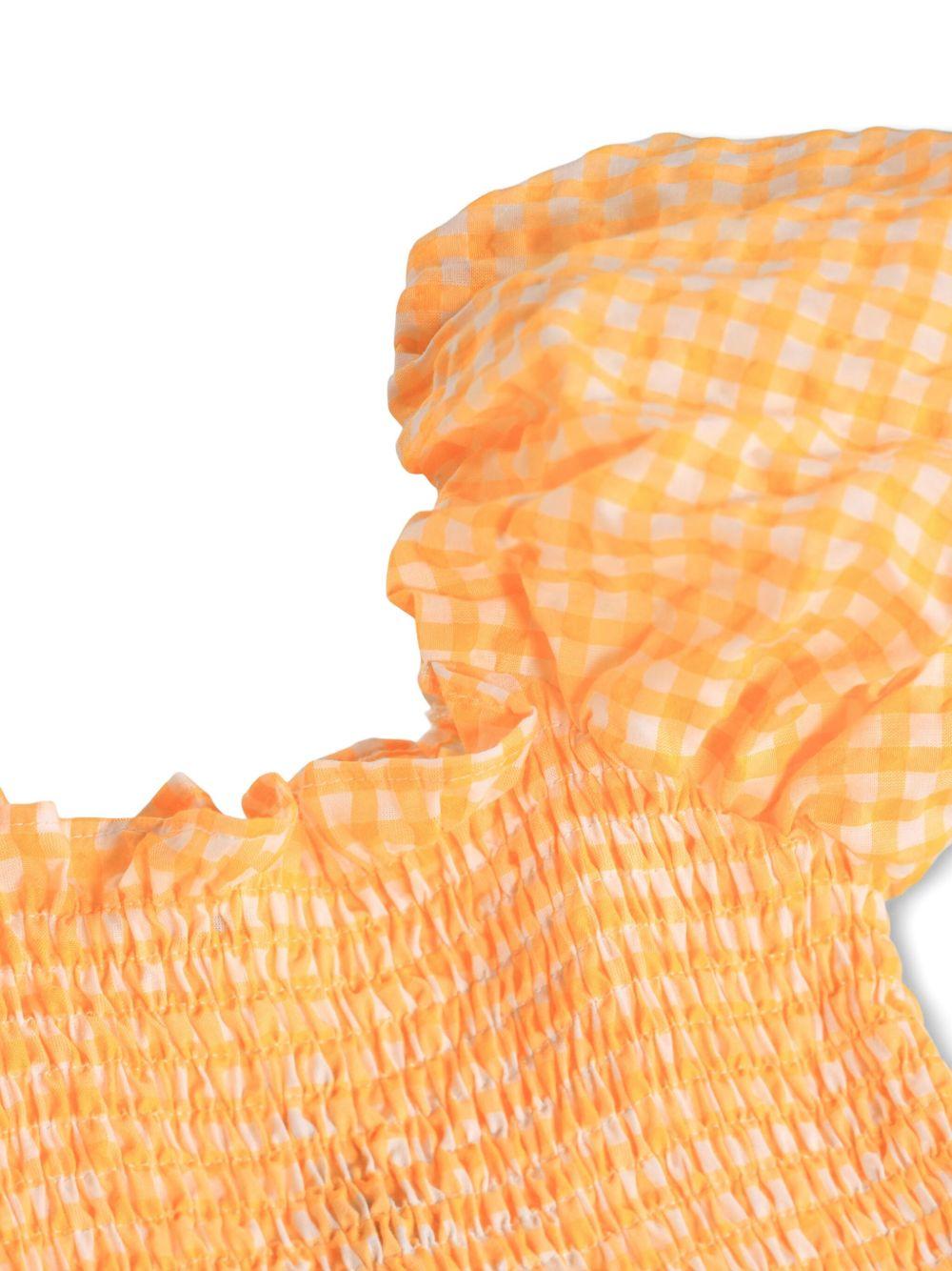 Abito Cherisla per bambina Molo arancione con corsetto con punto smock 2S26E138 9490 MOLO KIDS