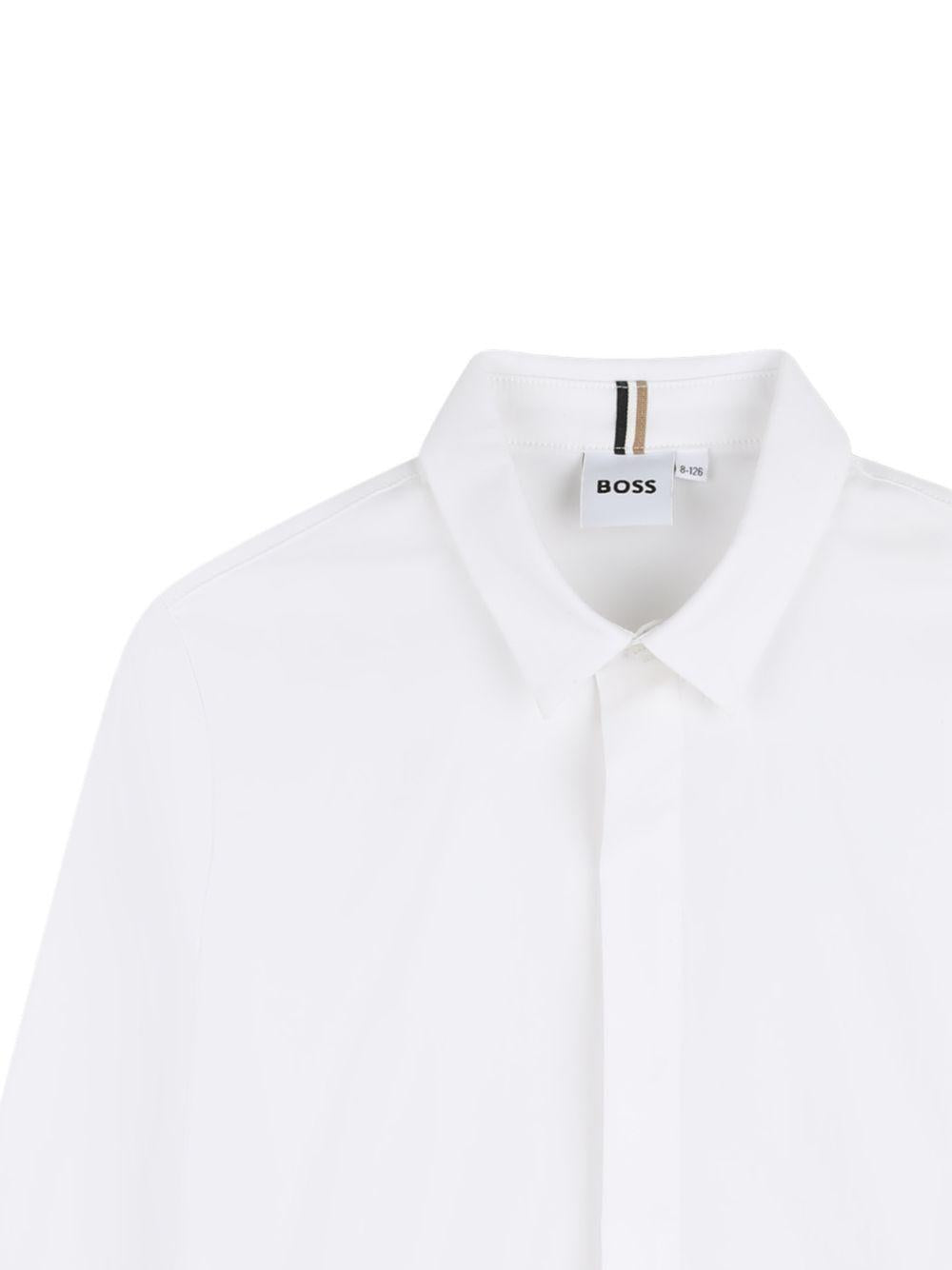 Camicia da bambino Boss Kids bianca a maniche lunghe J52944 10P BOSS KIDS