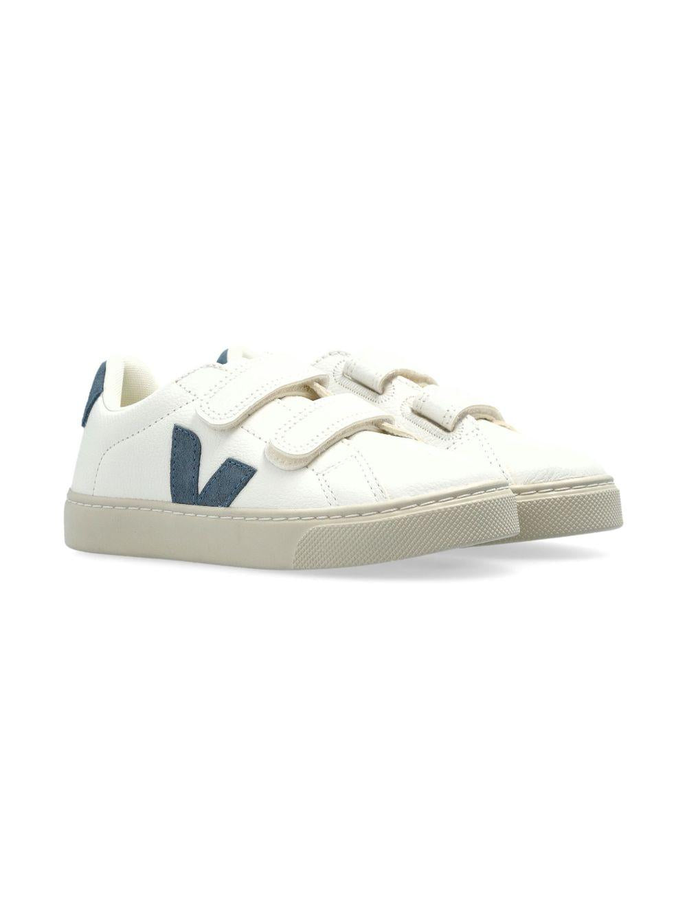 Sneakers V-90 per bambini Veja Kids bianche con chiusura a strappi SV0520643 EXTRA WHITE CALIFORNIA VEJA KIDS