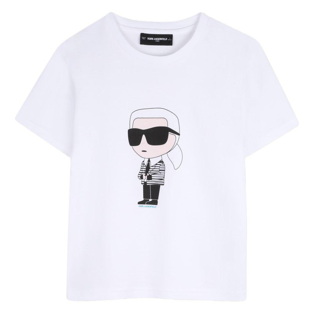 T-shirt per bambino Karl Lagerfeld Kids bianca con stampa grafica Z31096 10P KARL LAGERFELD KIDS