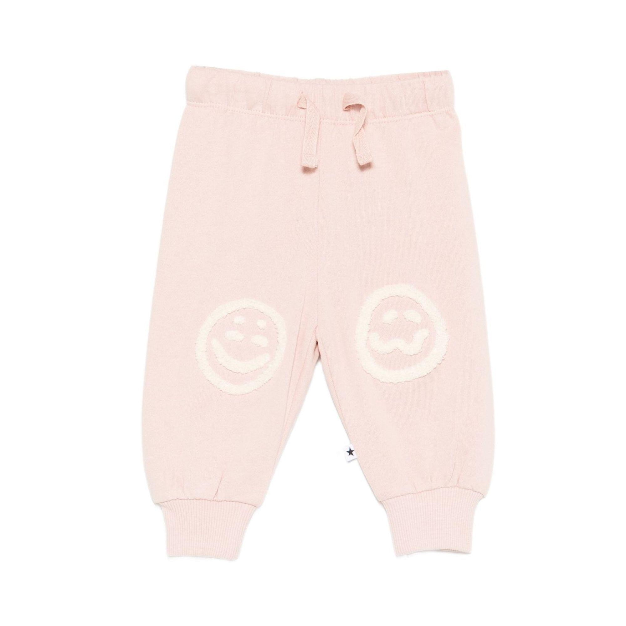 Pantaloni Simeon sportivi per neonata Molo rosai con toppe smile sulle ginocchia<BR/> 6S26I205 8058 MOLO KIDS