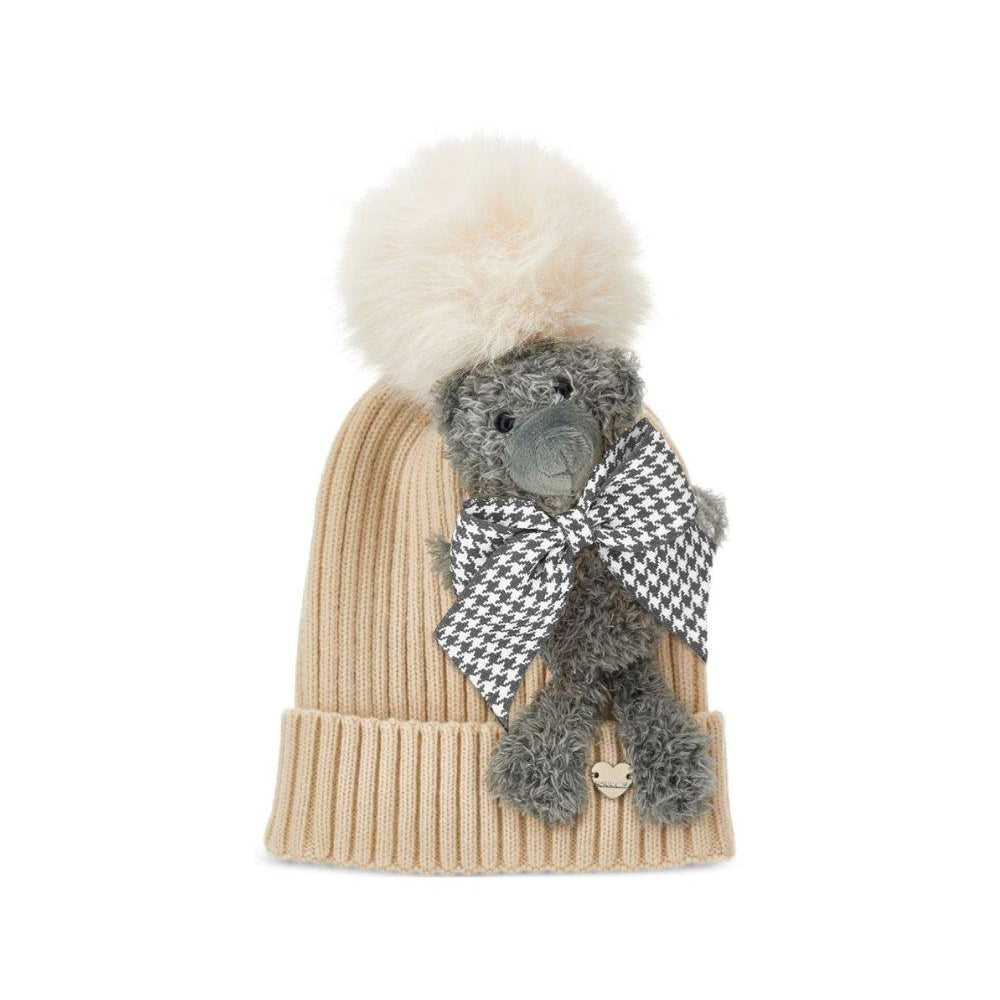 Cappello per bambina Monnalisa Kids beige con orsetto applicato 19H009 8064 029F MONNALISA KIDS