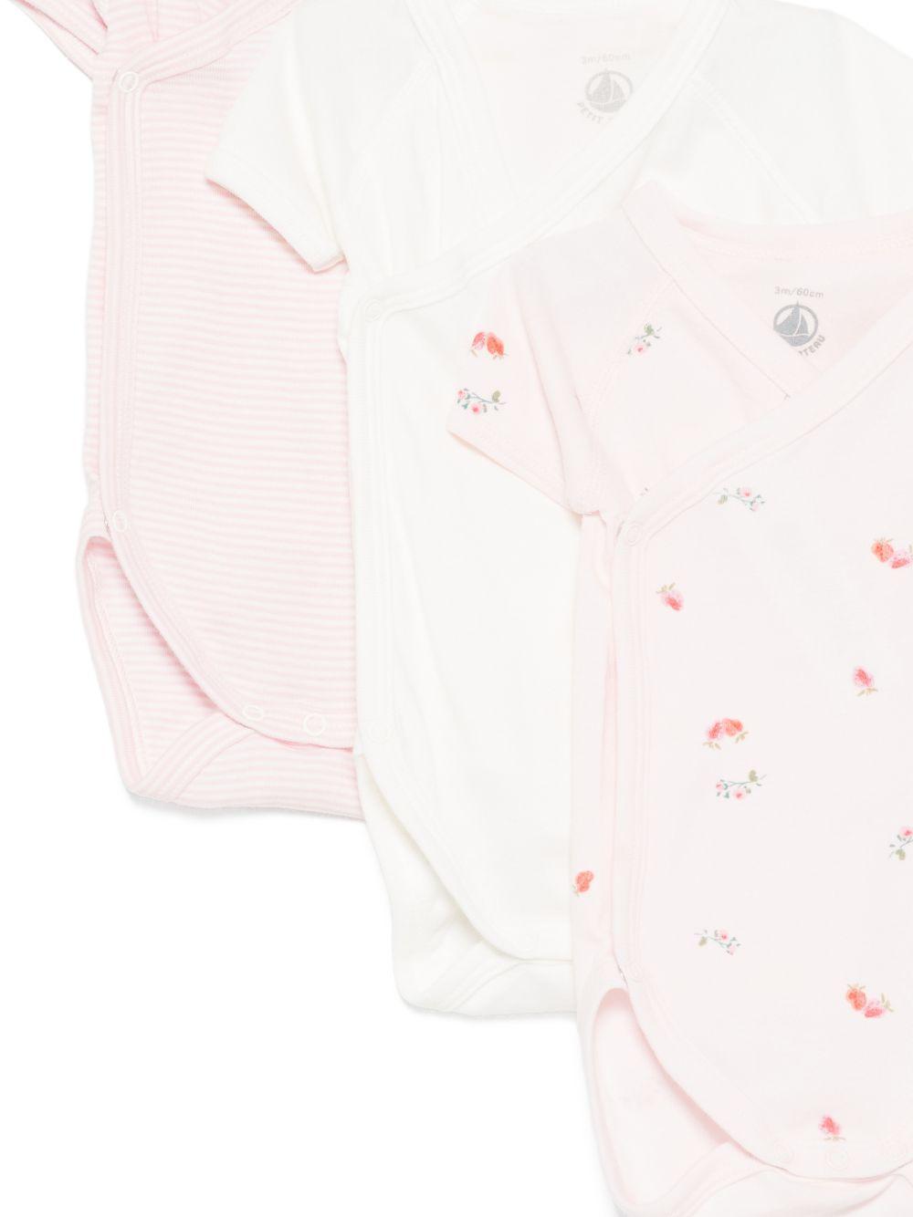 Set di tre tutine per neonata Petit Bateau multicolore con scollo a V A0FAU 00 PETIT BATEAU