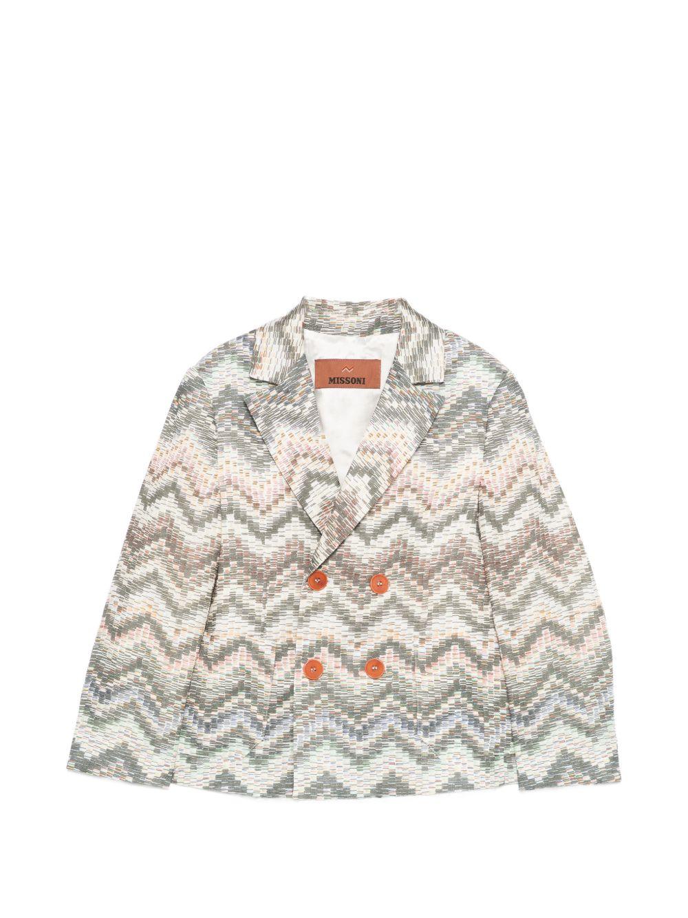 Giacche per bambino Missoni Kids beige con motivo a zig-zag MY2P00 P0595 998 MISSONI KIDS