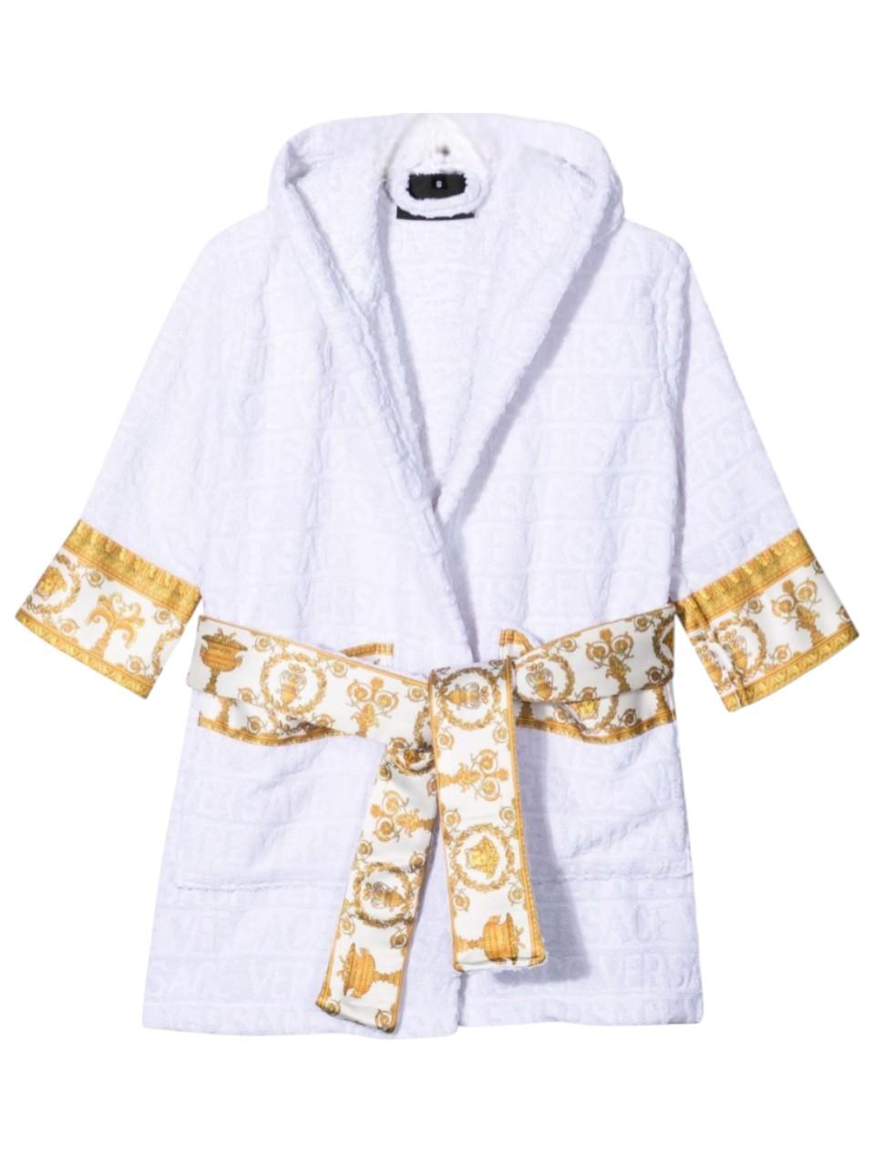 Accappatoio per bambino I Love Baroque Versace Kids bianco con cappuccio ZACJYNG01ZCOSP052 Z4001 VERSACE KIDS