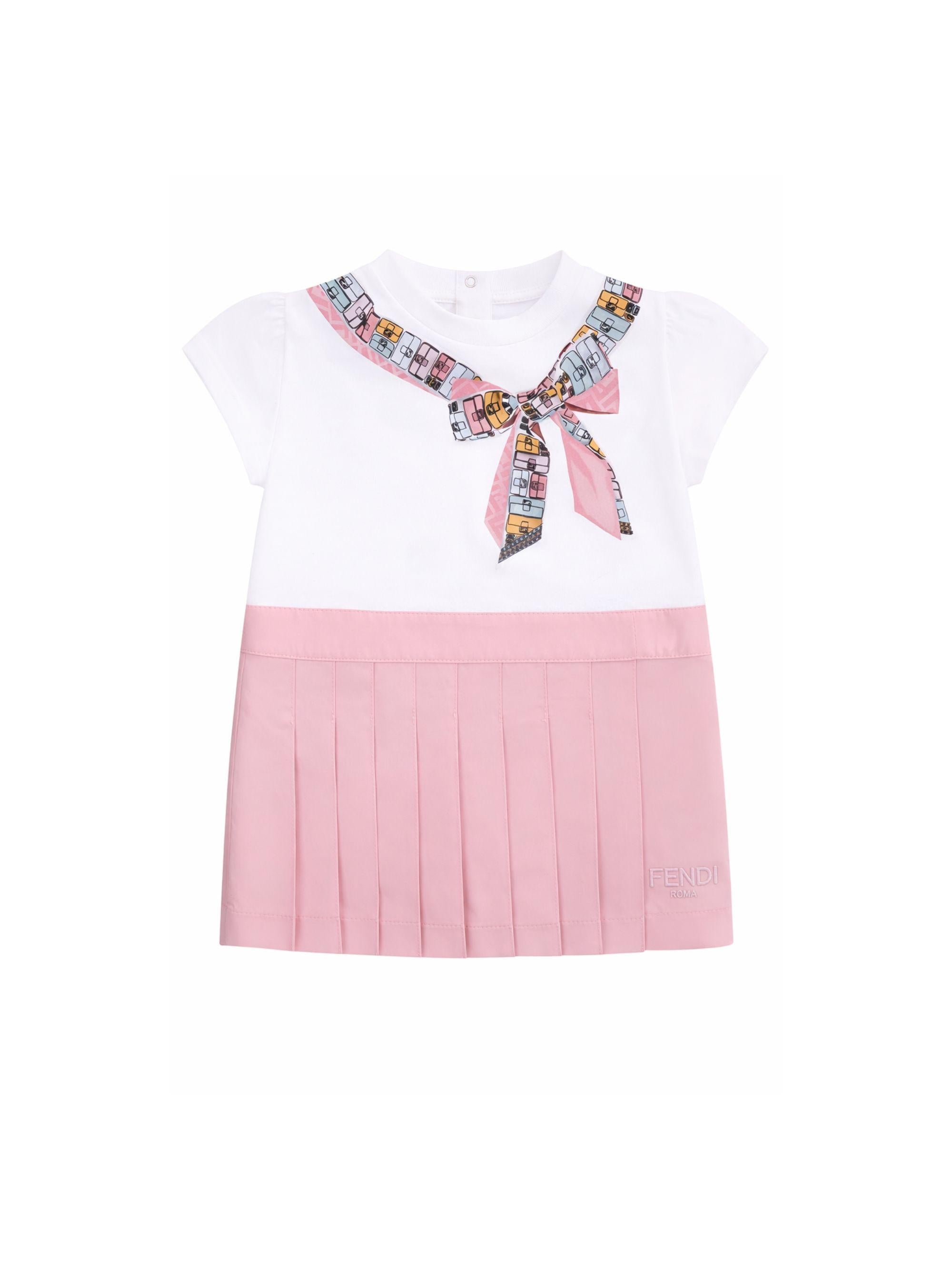 Abito per neonata Fendi Kids rosa con stampa fiocco BFB585 AEXZ F1UL9 FENDI KIDS