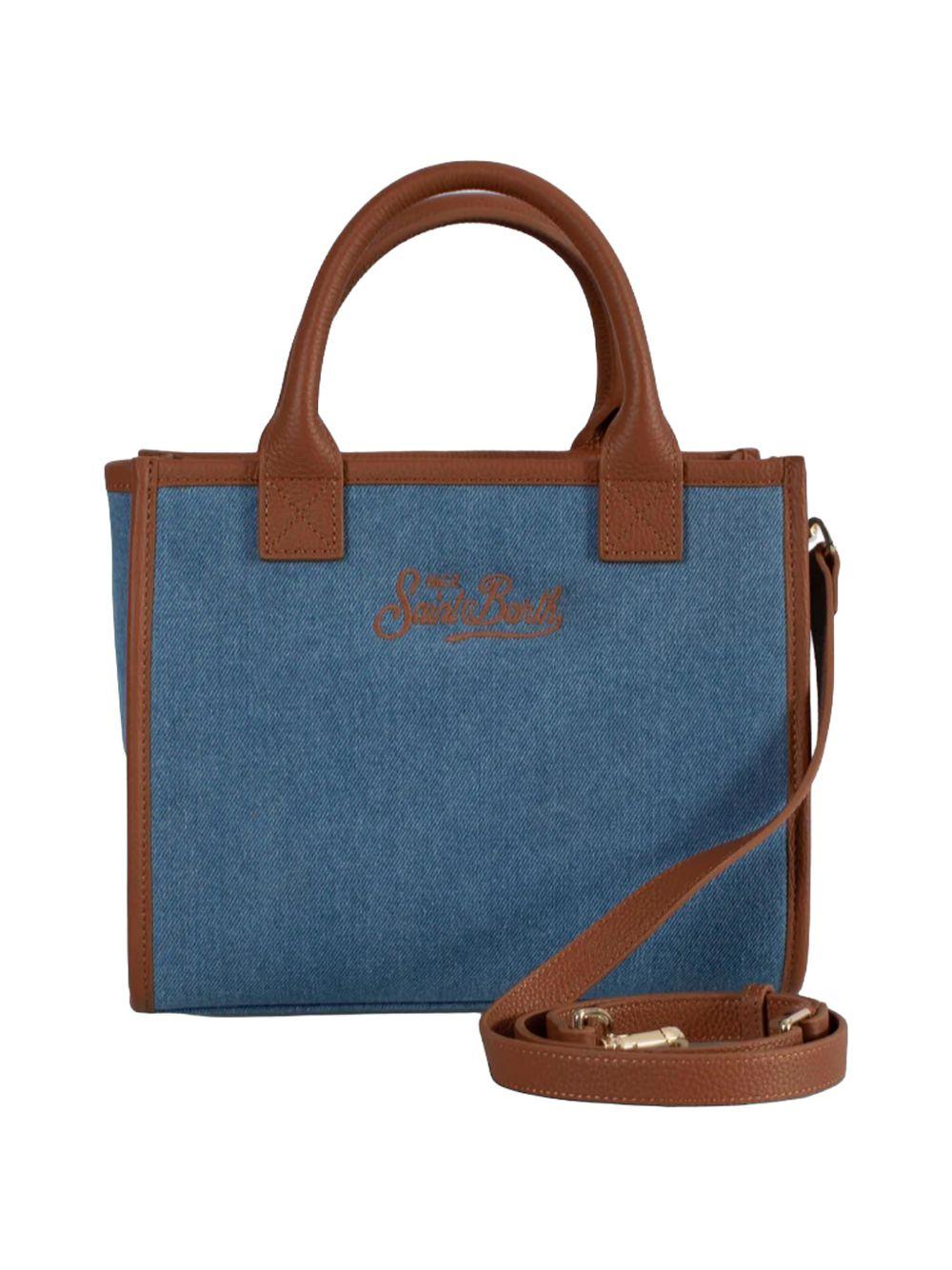 Borsa a tracolla Vanity Midi Denim MC2 Saint Barth blu con logo ricamato VANMD001 01515L MC2 ST. BARTH KIDS