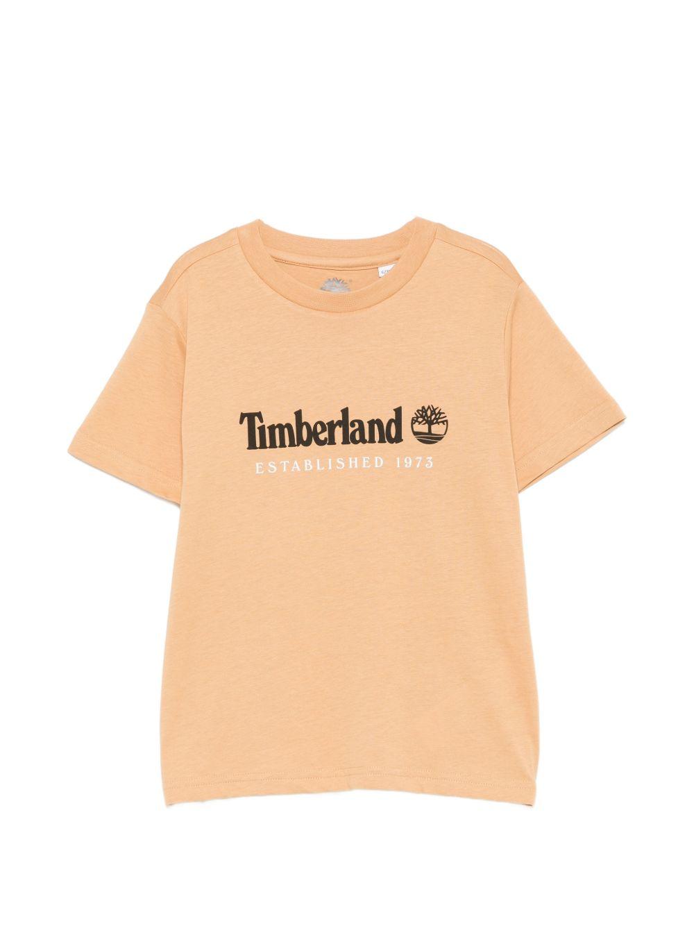 T-shirt per bambino Timberland Kids beige con stampa logo T60968 230 TIMBERLAND KIDS