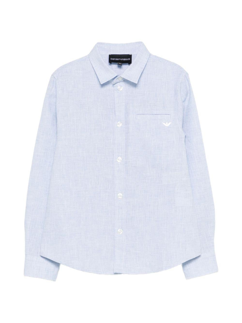 Camicia per bambino Emporio Armani Kids azzurra con logo aquila ricamato EB000978 AF20970 U9357 EMPORIO ARMANI KIDS