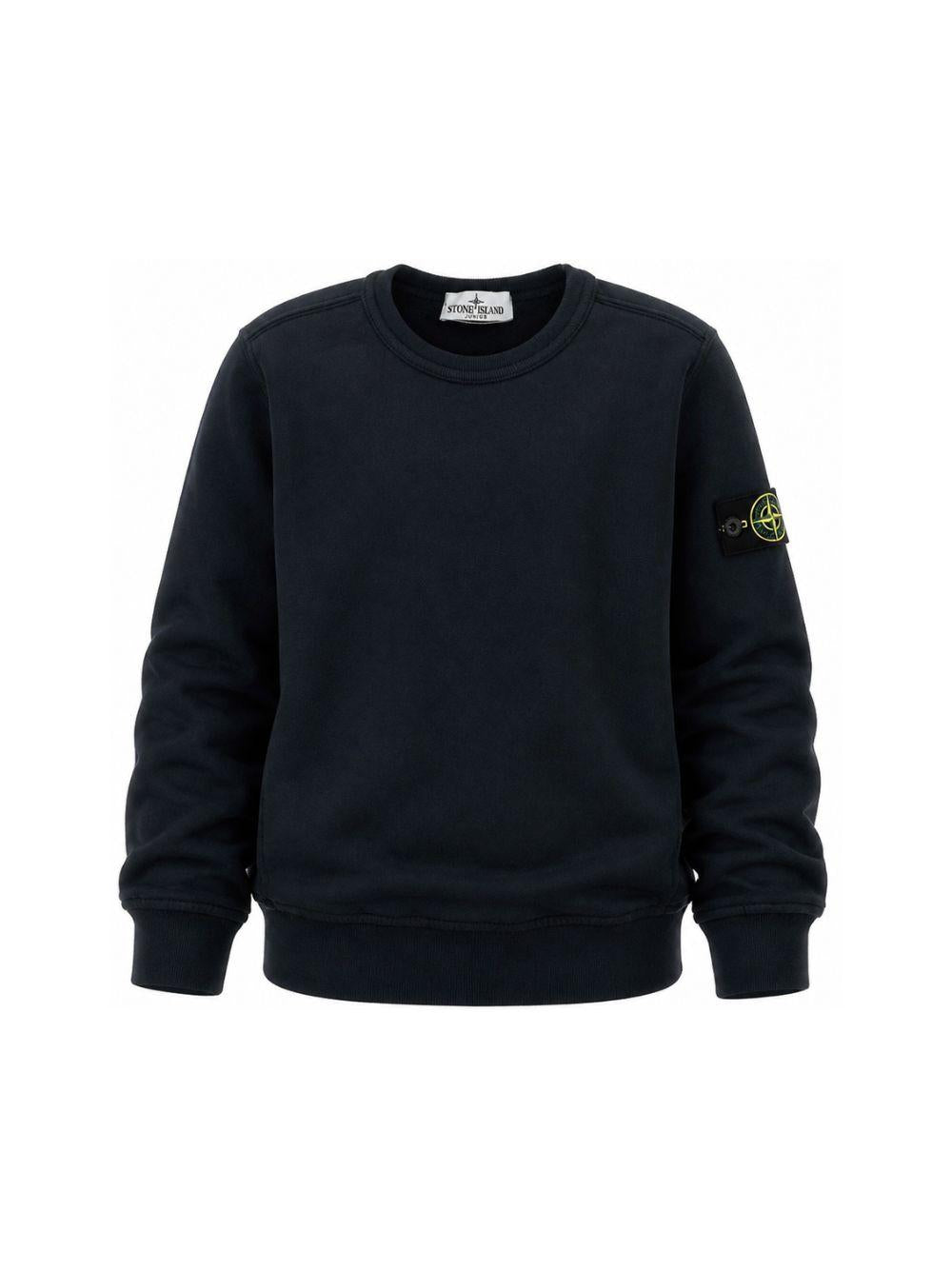 Felpa per bambino Stone Island Kids blu con applicazione sulla manica L2S166100001S0A20 V0020 STONE ISLAND KIDS