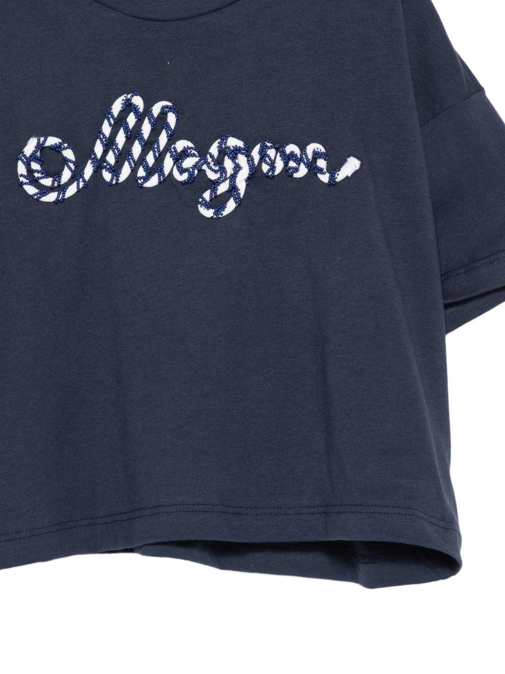 T-shirt per bambina MSGM Kids blu modello crop S6MSJGTH173 MS072 MSGM KIDS