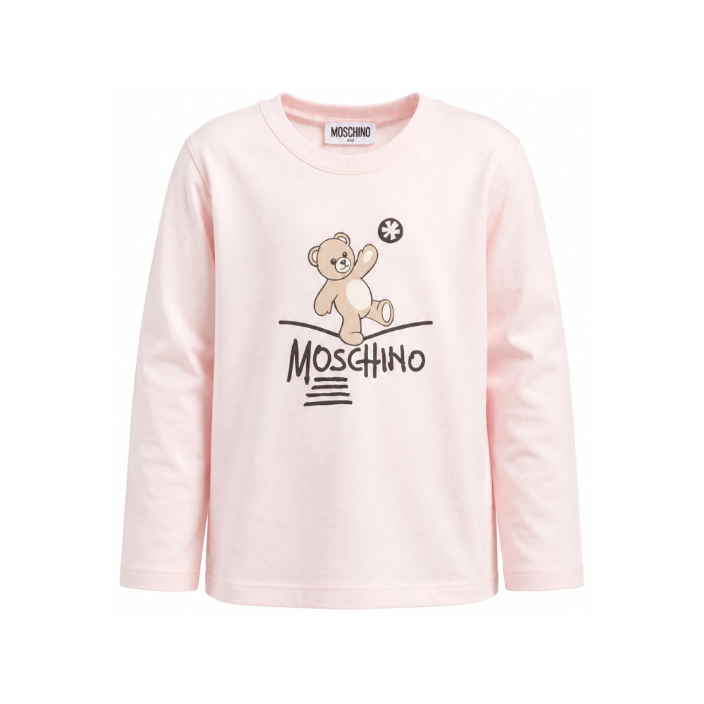 T-shirt per bambina Moschino Kids rosa con motivo Teddy Bear HZO00JLAA20 50209 MOSCHINO KIDS