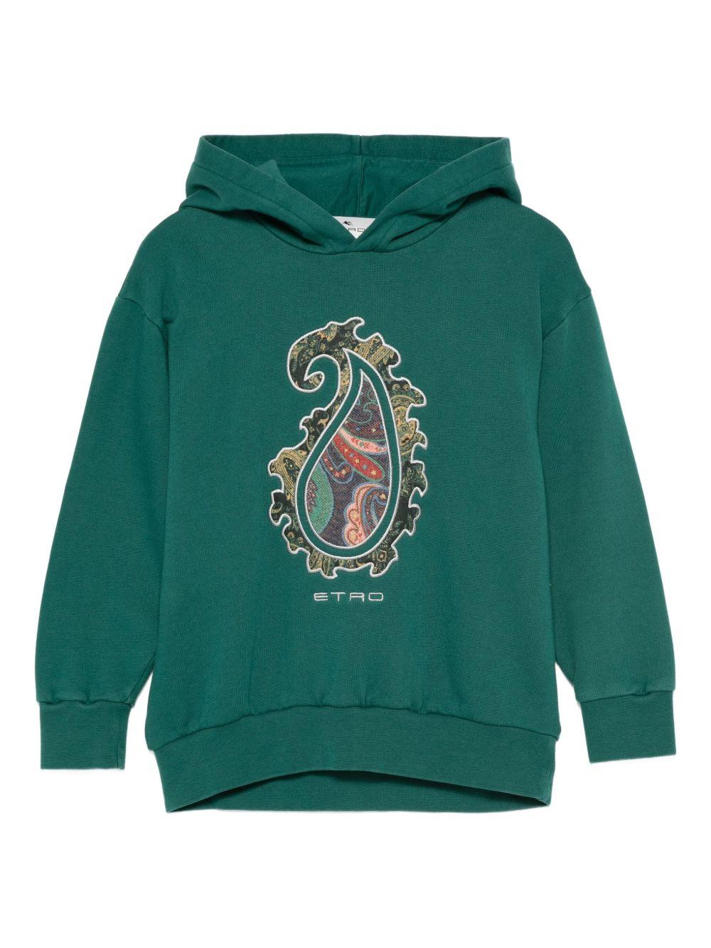 Felpa per bambino Etro Kids verde con cappuccio con motivo paisley GX4P10 Z3333 797 ETRO KIDS