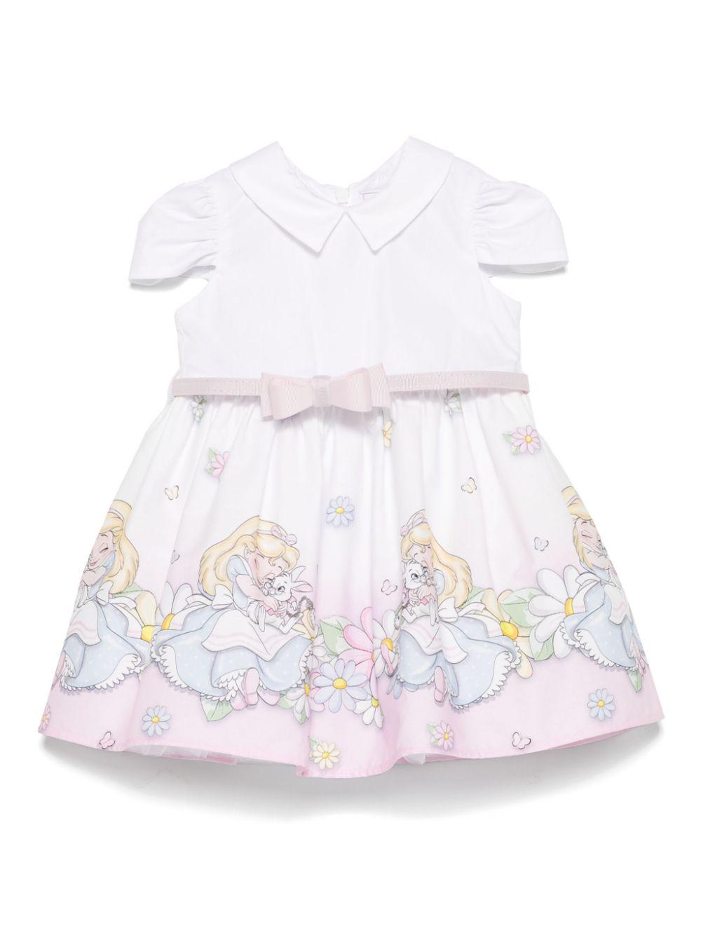Abito in cotone x Disney per neonato Monnalisa bianco con colletto classico 31E907 5660 9990 MONNALISA KIDS