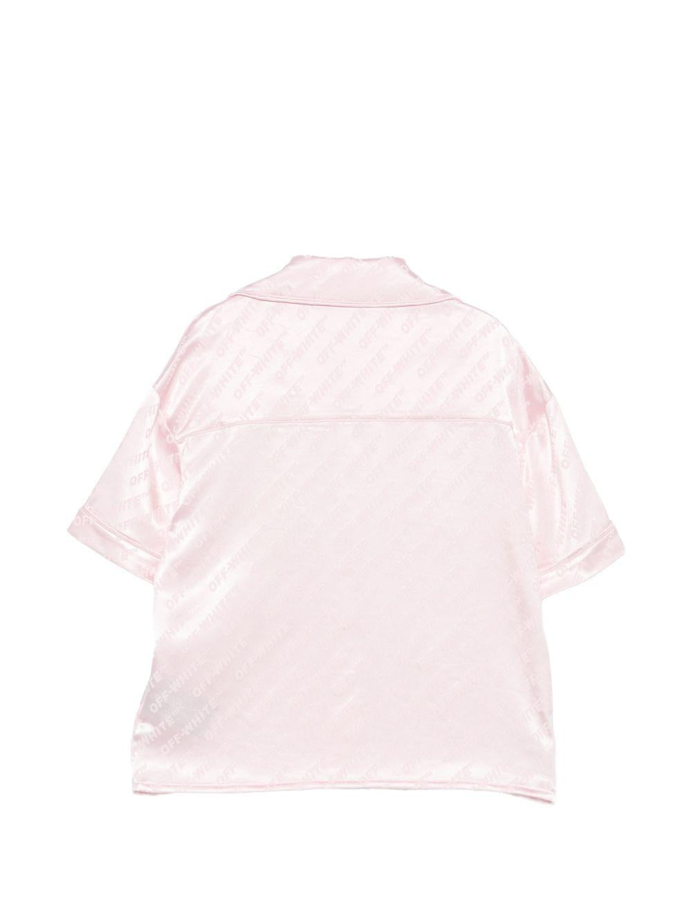 Camicia per bambina Off-White Kids rosa a maniche corte con fantasia 44GGG002S26F001 683 OFF WHITE KIDS