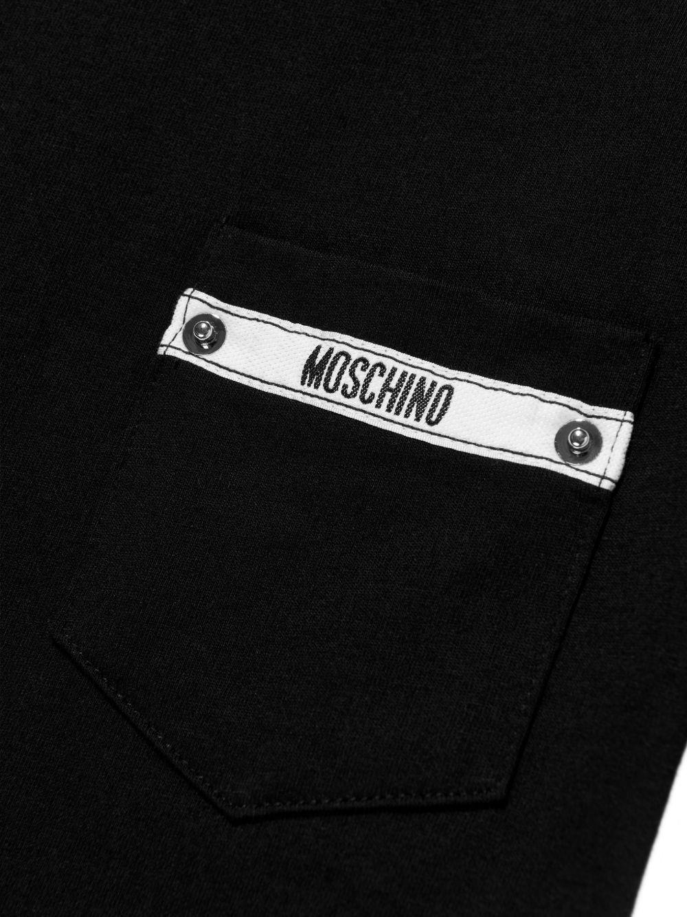 T-shirt per bambino Moschino Kids nera con taschino sul petto HUM05MLAA01 60100 MOSCHINO KIDS