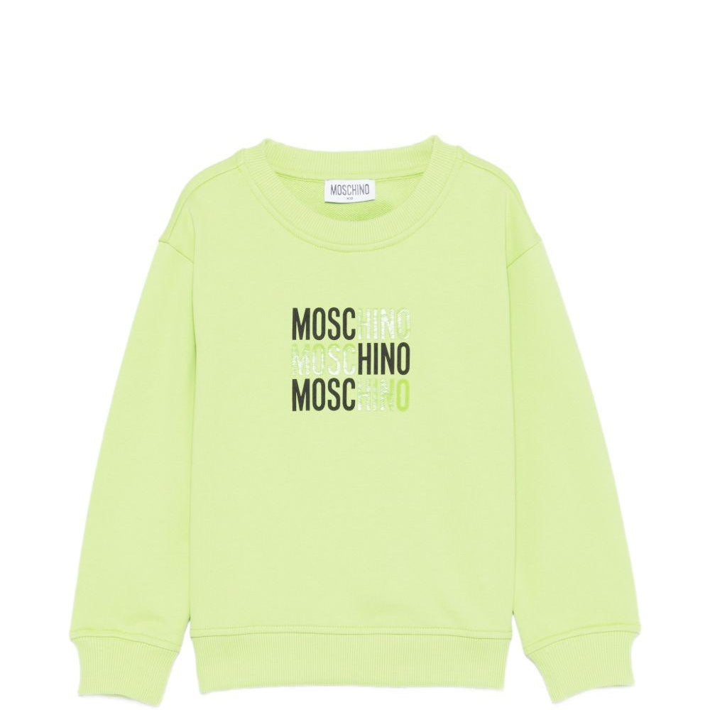 Felpa per bambini Moschino Kids verde con logo sul davanti HRF078LCA32 30355 MOSCHINO KIDS