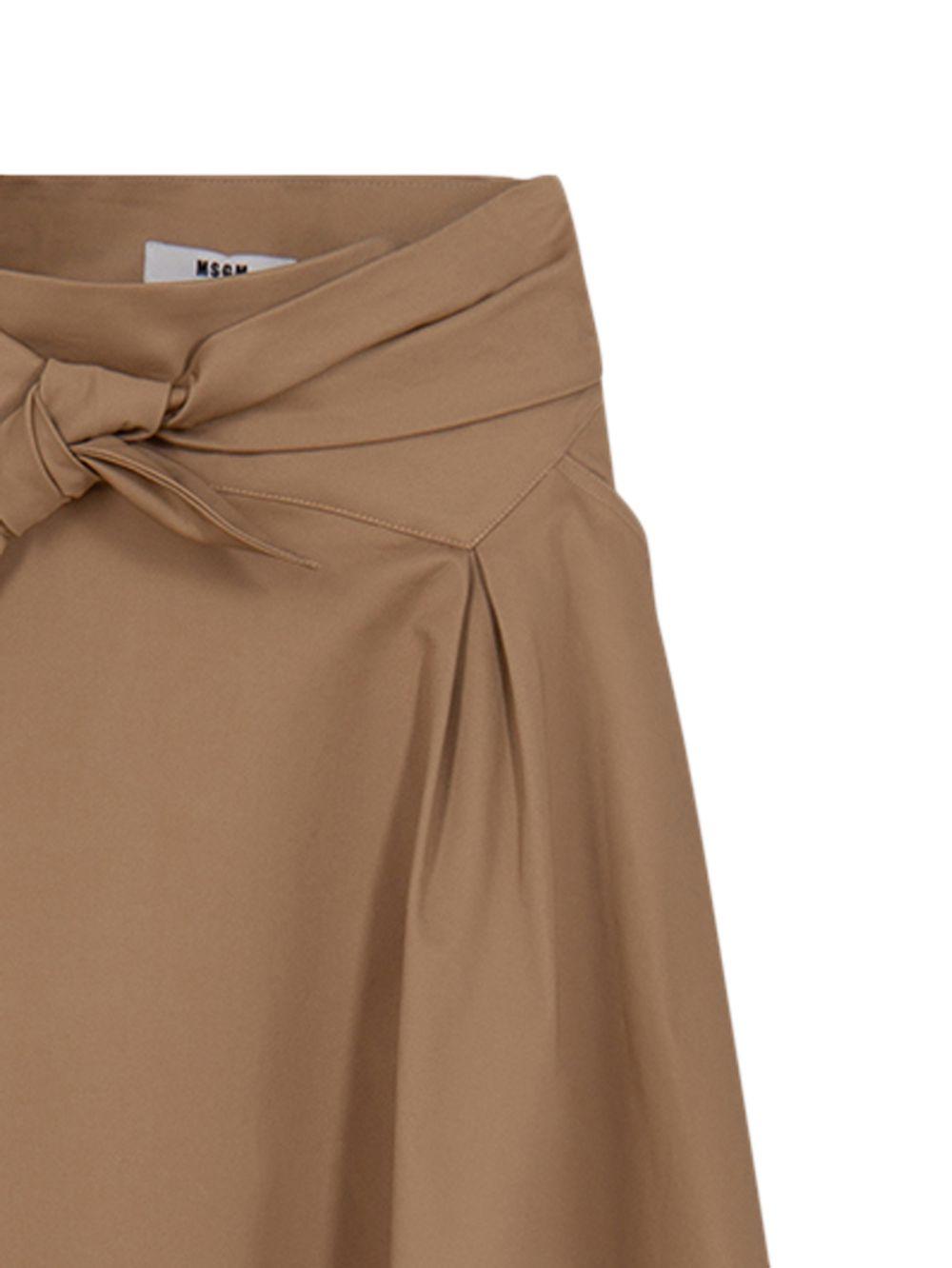 Gonna midi per bambina MSGM Kids beige con dettaglio con nodo S6MSJGSK131 015 MSGM KIDS