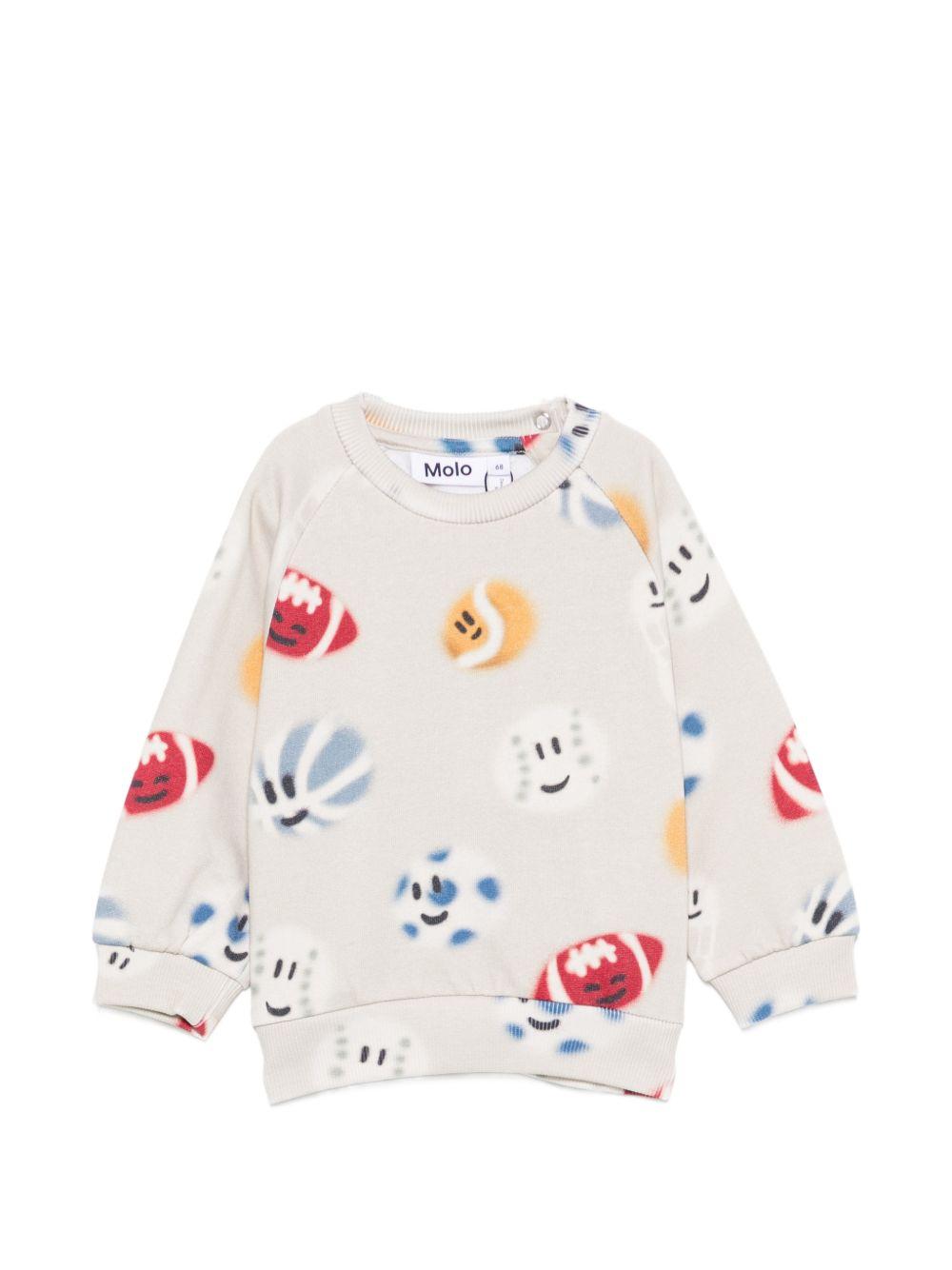 Felpa per neonato Molo Kids beige/multicolore con stampa grafica 6W26J202 6077 MOLO KIDS