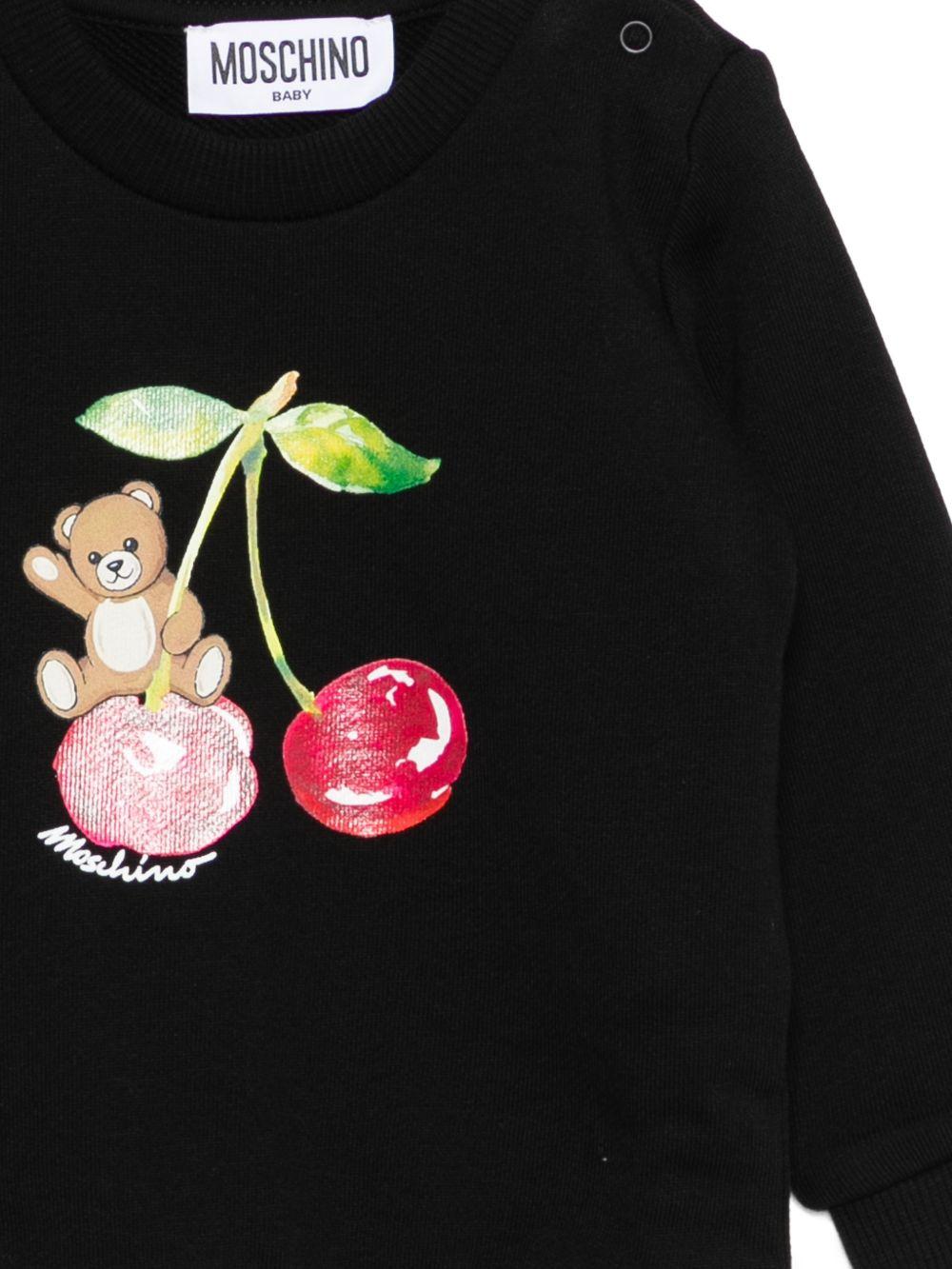 Felpa per neonata Moschino Kids nera con stampa Teddy Bear MGF02KLCA52 60100 MOSCHINO KIDS