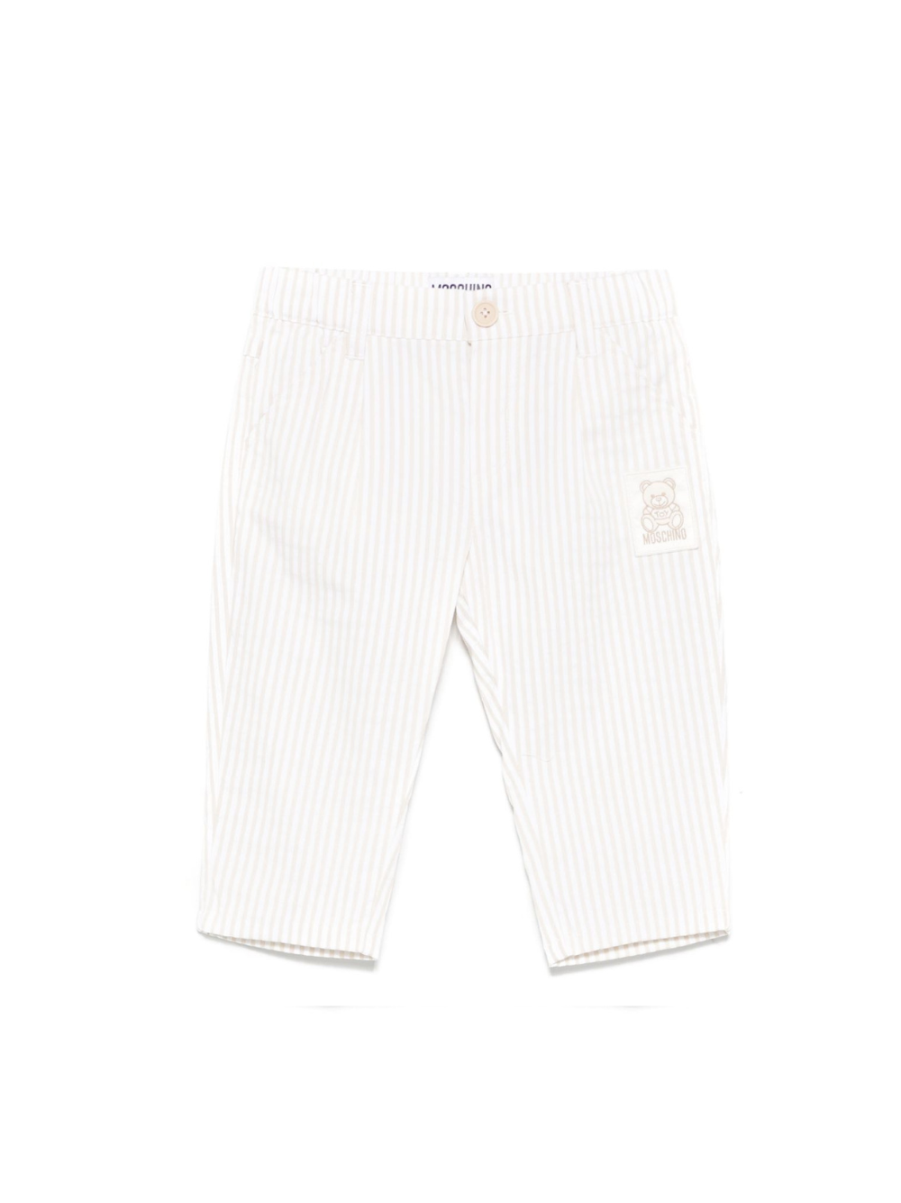 Pantaloni a righe per neonata Moschino Kids beige con passanti MUP05ELYE01 84313 MOSCHINO KIDS