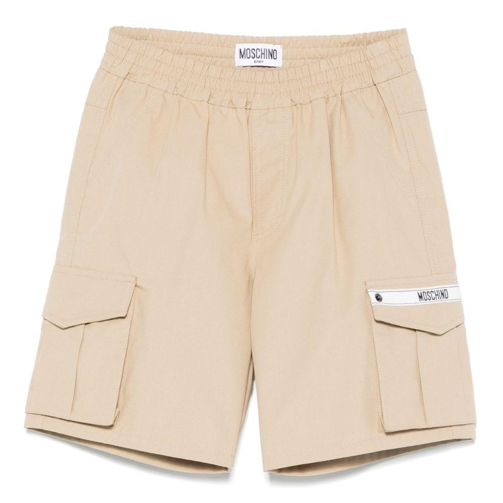 Cargo corti per neonato Moschino Kids beige con applicazione MUQ01EN0Z97 20366 MOSCHINO KIDS