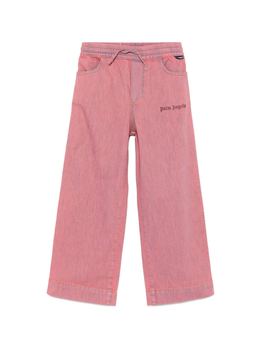 Pantaloni sportivi in chambray per bambina Palm Angels Kids rosa con due tasche laterali PGYB001S25DEN001 3B3B PALM ANGELS KIDS