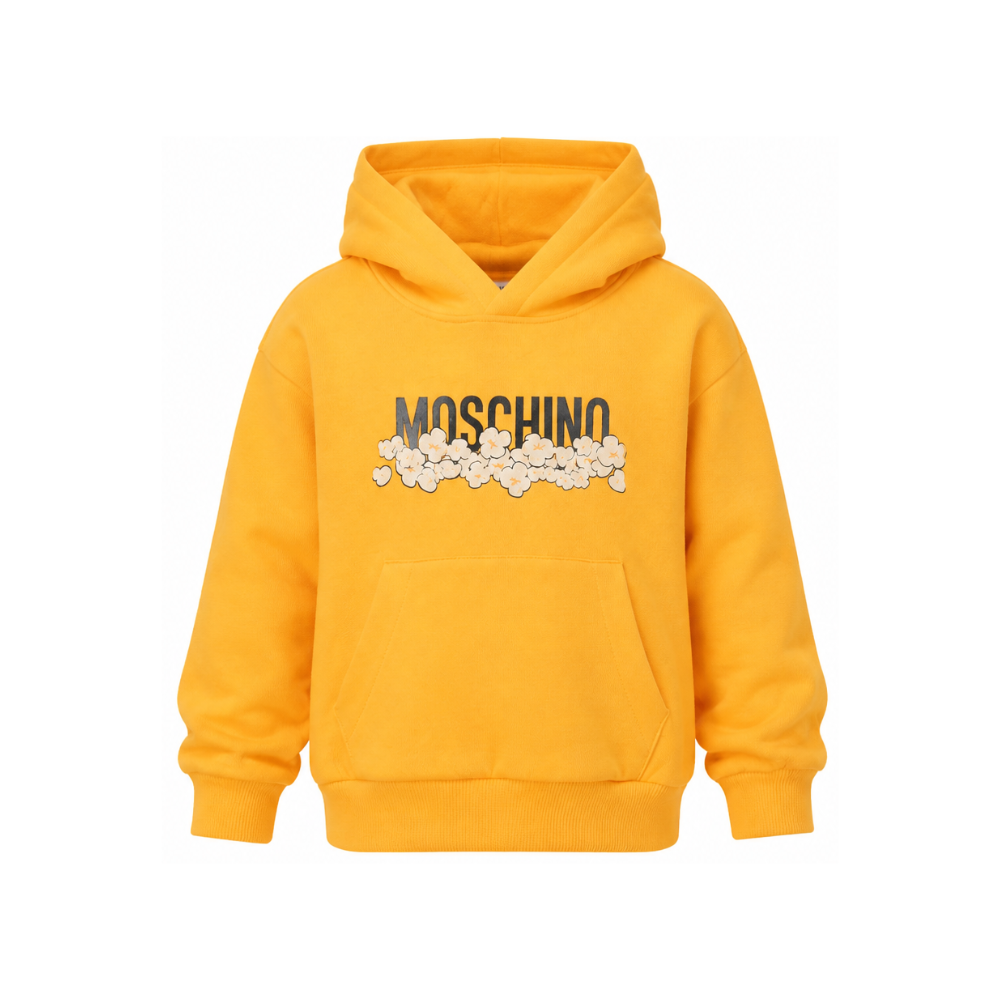 Felpa per bambini Moschino Kids gialla con stampa grafica HUF09ZLCA83 51140 MOSCHINO KIDS