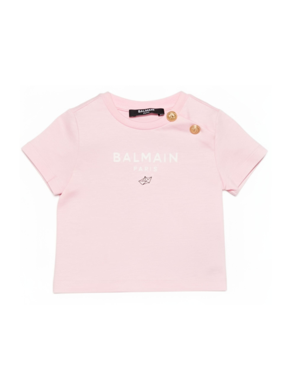 T-shirt per neonata Balmain Kids rosa con dettaglio bottoni oro BY8091 Z3672 51EBC BALMAIN KIDS