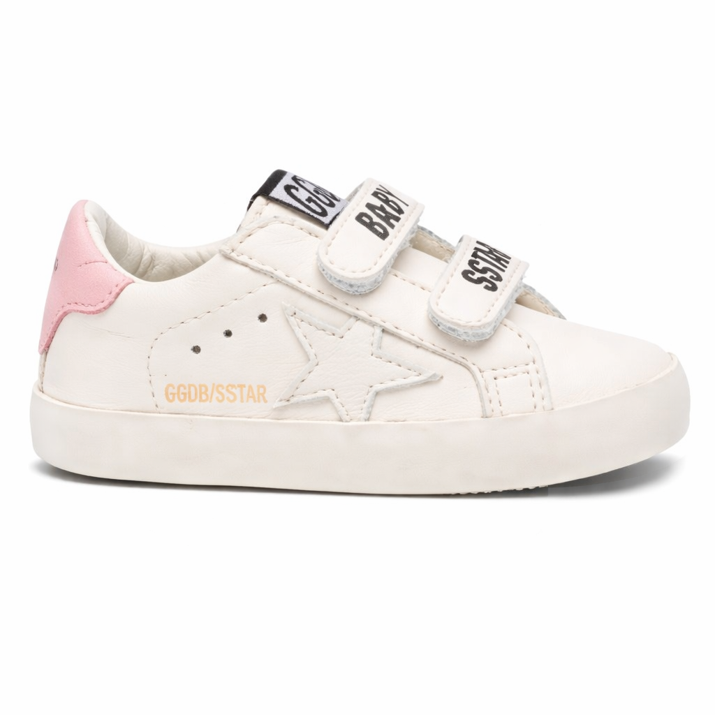 Sneakers per neonati Golden Goose Kids bianche con dettaglio tallone rosa F00534F007129 11410 GOLDEN GOOSE KIDS
