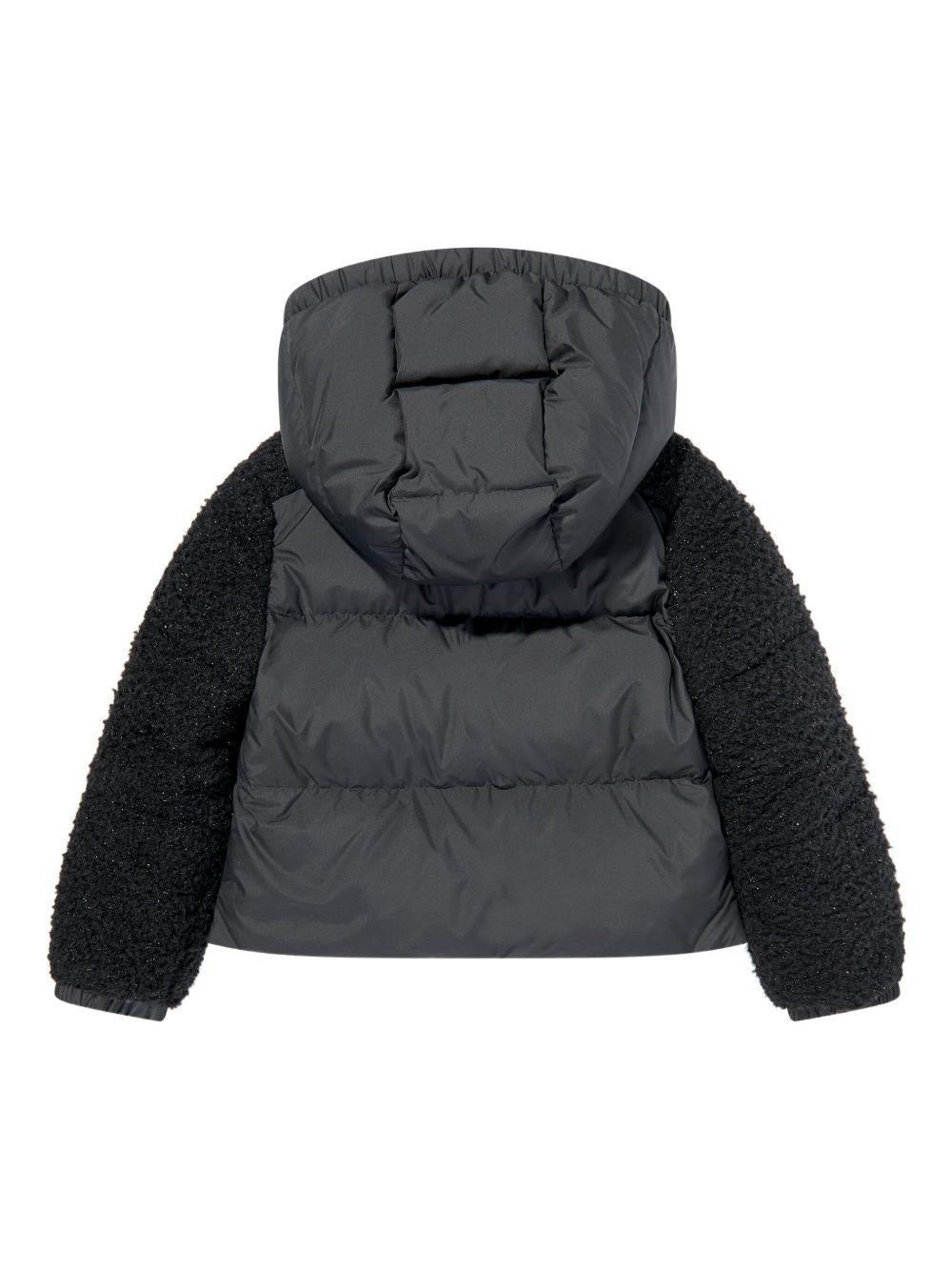 Giubbino Zambaga per bambina Moncler Enfant nero con texture teddy K29541A0009389B68 999 MONCLER ENFANT