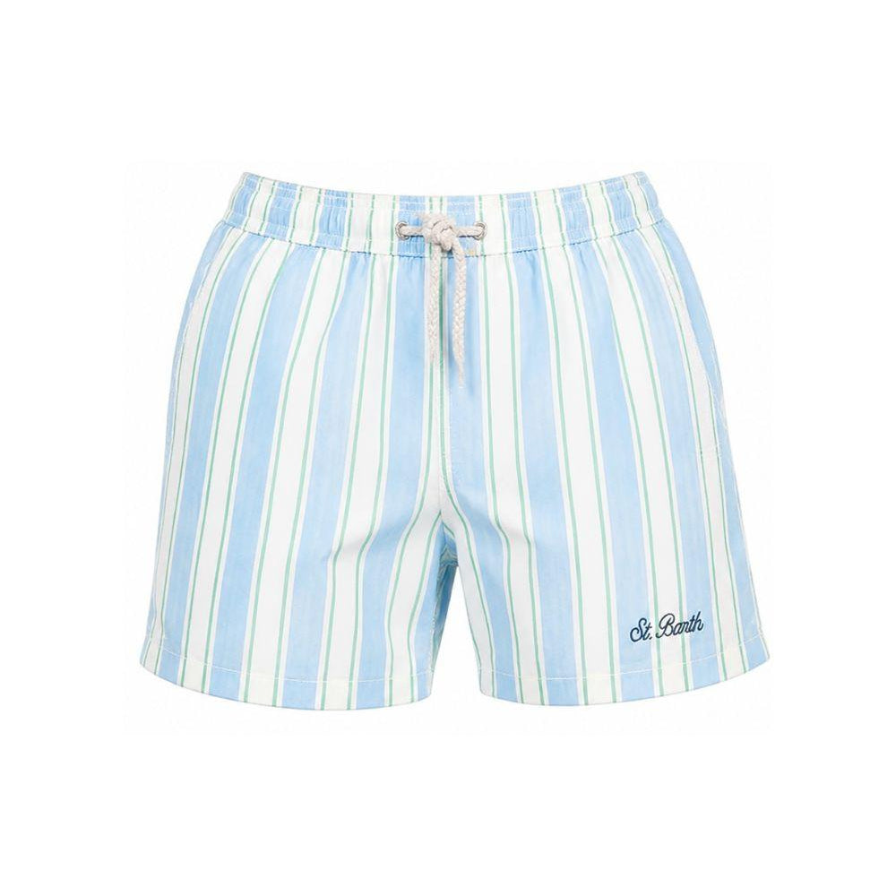 Costume da bagno per bambino MC2 Saint Barth Kids azzurro con motivo a righe SYR0002 00930L MC2 ST. BARTH KIDS