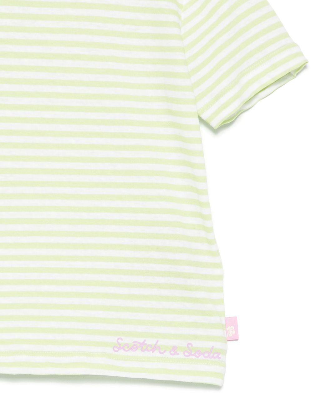 T-shirt per bambina Scotch & Soda Kids verde a righe 179362 324 SCOTCH&SODA