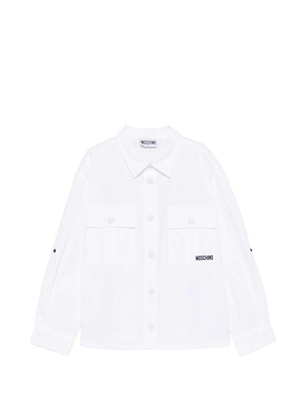Camicia per bambino Moschino Kids bianca con taschino sul petto abbottonato HUC01ULLA14 10101 MOSCHINO KIDS